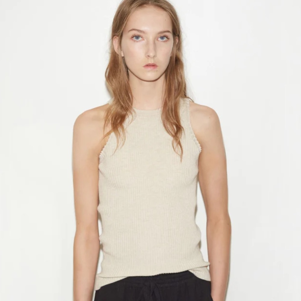 DUŠAN tan ribbed tank